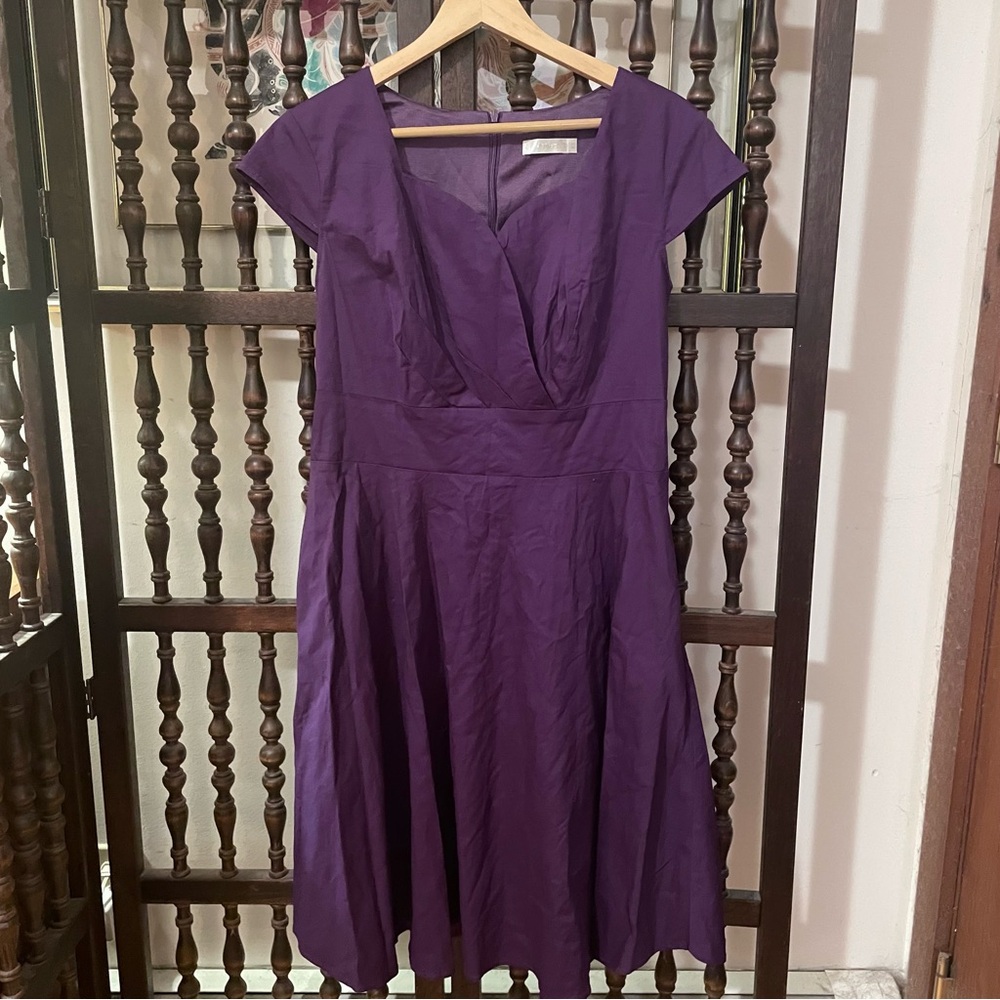 HANPCE’IRS Purple Retro Swing Rockabilly Formal Midi Dress
